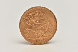 AN EARLY 20TH CENTURY HALF SOVEREIGN COIN, depicting George V, George and the Dragon dated 1912,