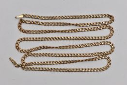 A 9CT GOLD CURB LINK CHAIN, missing clasp, hallmarked 9ct London import, length 560mm, approximate