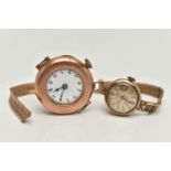 TWO LADYS 9CT GOLD WRISTWATCHES, the first an AF manual wind with, round white dial, Arabic numerals