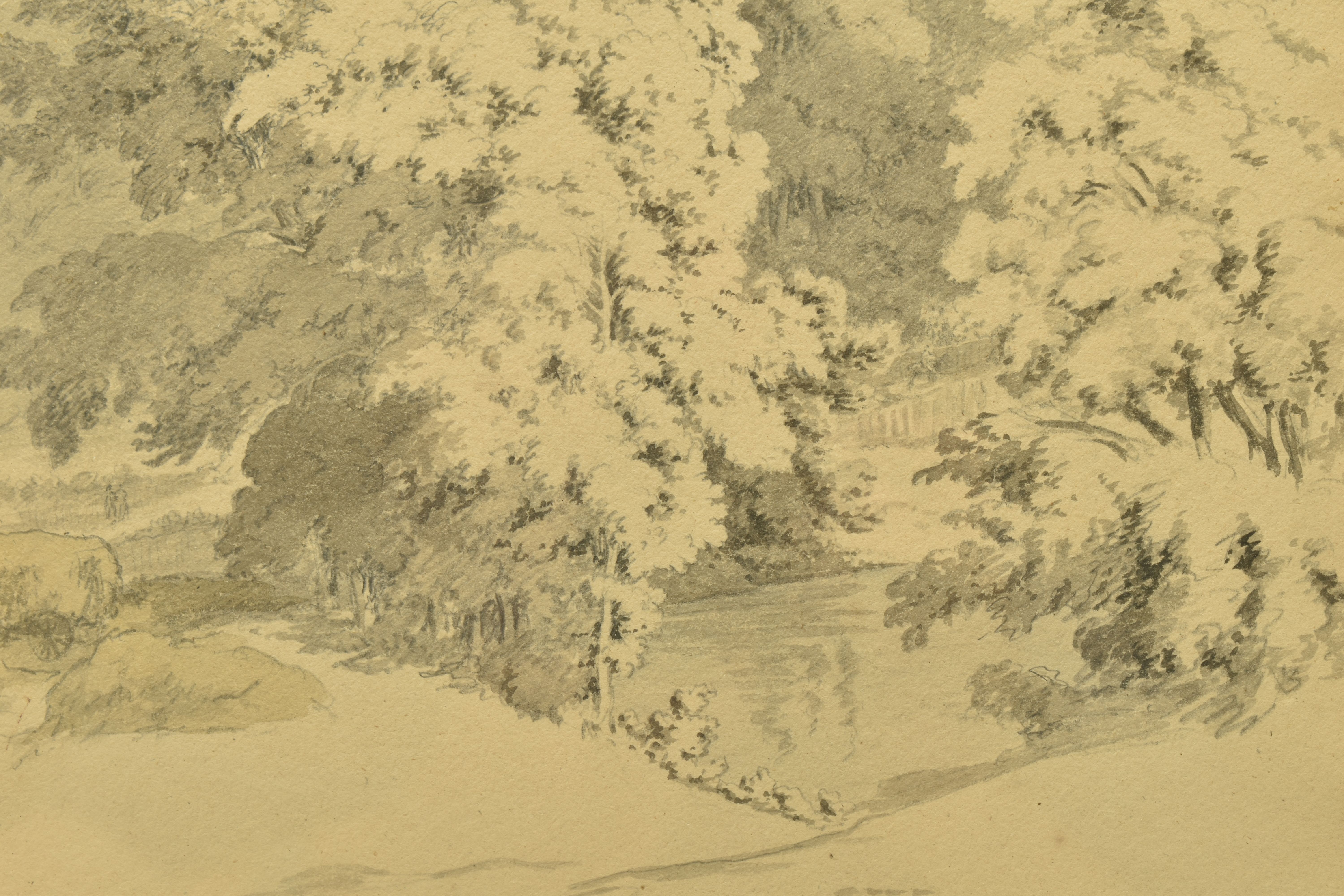 CIRCLE OF ROBERT HILLS (1769-1844) 'TREES IN KNOLE PARK', a sketch of a landscape with pool of - Image 3 of 8