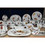 A NINETY SEVEN PIECE ROYAL WORCESTER EVESHAM DINNER SERVICE, comprising a two part vegetable dish, a