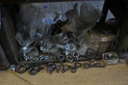 A LARGE QUANTITY OF STEEL EYE BOLTS OF VARIOUS SIZES including a virtually full box of M10x100 (this
