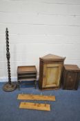 A SELECTION OF OCCASIONAL FURNITURE, to include a corner cupboard, mahogany single door cabinet, oak