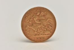 AN EARLY 2OTH CENTURY HALF SOVEREIGN COIN, depicting Edward VII, George and the Dragon dated 1906,