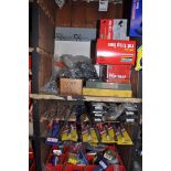 A QUANTITY OF STILSONS, NUT DRIVERS, Humane small animal traps, wood bits, cable clamps etc (this