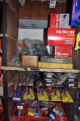 A QUANTITY OF STILSONS, NUT DRIVERS, Humane small animal traps, wood bits, cable clamps etc (this