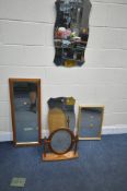 A SELECTION OF VARIOUS MIRRORS, to include a gilt frame mirror, a pine dressing mirror, a