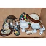 A GROUP OF ROYAL DOULTON FIGURES AND READER'S DIGEST BIRD FIGURES, comprising a Lladro 'Duck', a