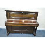 A JOSEPH H RILEY MAHOGANY OVERSTRUNG PIANO, width 154cm x depth 64cm x height 121cm (condition -