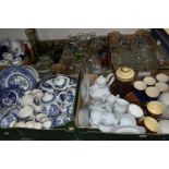 SIX BOXES OF GLASSWARE AND CERAMICS, to include a Hornsea Pottery 'Concept' teapot, milk jug and