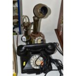 A VINTAGE BAKELITE G.P.O. MODEL 232 TELEPHONE, with No.164 handset, version with drawer to base, has