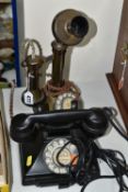 A VINTAGE BAKELITE G.P.O. MODEL 232 TELEPHONE, with No.164 handset, version with drawer to base, has