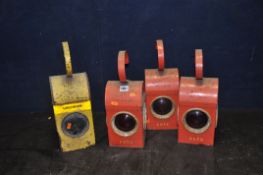 FOUR VINTAGE SIGNAL LAMPS comprising of three Chatwyn in red with four red lenses to each and a