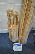 A SET OF BAMBOO ROMAN ROLLER BLINDS, to include five long blinds, approximate length 158cm, two