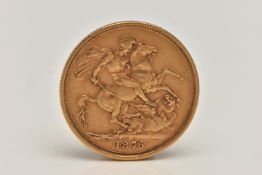 A LATE VICTORIAN FULL GOLD SOVEREIGN COIN, depicting Queen Victoria, George and the Dragon dated