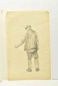 JAMES KERR-LAWSON (1864-1939) A FULL LENGTH DRAWING DEPICTING A MALE FIGURE IN WORKING CLOTHES,