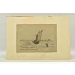 CIRCLE OF HENRY BRIGHT (1814-1873) A SAILING BOAT APPROACHING SHORE, unsigned, black chalk