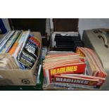 FOUR BOXES AND Three old Suitcases containing a large collection of Periodicals and Magazines to