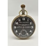 A MILITARY OPEN FACE POCKET WATCH, hand wound movement, black dial signed 'Georges-Favre Jacot &