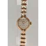 A LADYS 9CT GOLD 'ROTARY' WRISTWATCH, manual wind, round silver dial signed 'Rotary Maximus, 21