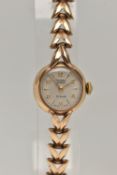 A LADYS 9CT GOLD 'ROTARY' WRISTWATCH, manual wind, round silver dial signed 'Rotary Maximus, 21