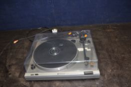 A VINTAGE NATIONAL PANASONIC SL-H304 TURNTABLE with cracked lid (PAT fail due to uninsulated plug,