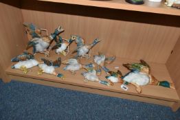 THREE GROUPS OF CERAMIC 'FLYING DUCK' WALL PLAQUES, comprising two Beswick ducks 596-4 and 5960 (