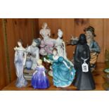 A GROUP OF FIGURES, comprising Royal Doulton Mother and Daughter HN2843 (scuffs), Rhapsody HN2267,