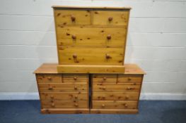 A PAIR OF MODERN PINE CHEST OF TWO SHORT OVER THREE LONG DRAWERS, width 81cm x depth 38cm x height