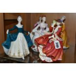 FIVE ROYAL DOULTON FIGURINES, comprising Top O' the Hill HN1834 (hat possibly repainted?), Country