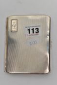 A GEORGE VI SILVER CIGARETTE CASE OF RECTANGULAR FORM, canted corners, engine turned decoration to