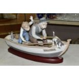 LLADRO 'FISHING WITH GRAMPS' Figure Group No 5215, 38cm long, plus base, issued 1984 (1) (