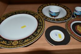 A GROUP OF ROSENTHAL DINNERWARE, comprising two Versace 'Medusa' pattern dinner plates and two salad