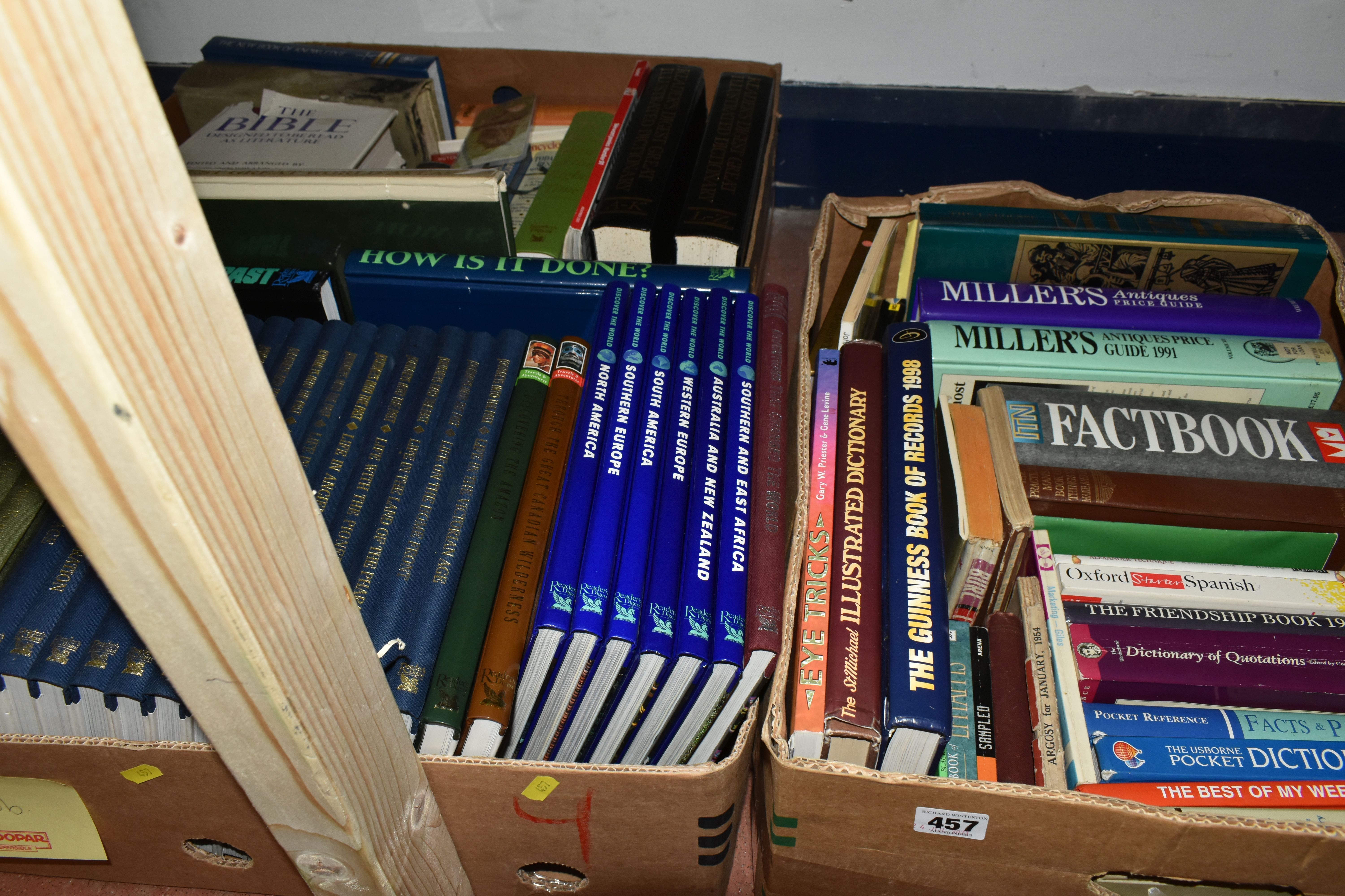 THREE BOXES OF BOOKS containing approximately seventy five miscellaneous titles in hardback and
