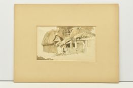 CIRCLE OF WILLIAM BREE (1754-1822) A 17TH/18TH CENTURY SKETCH OF A DILAPIDATED COTTAGE, unsigned,