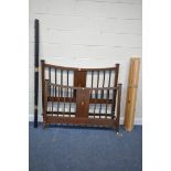 AN EDWARDIAN MAHOGANY 4FT6 BEDSTEAD, with side rails and slats (condition - scuffs and scratches)