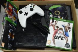 XBOX ONE CONSOLE AND GAMES, includes Halo 5 Guardians, The Lego Movie Video Game, FIFA 18 and UFC,