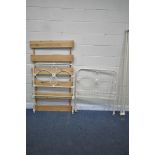 A WHITE PAINTED VICTORIAN CAST IRON SINGLE BEDSTEAD, with side rails, and bespoke slats (condition -