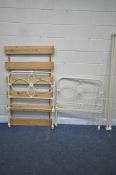 A WHITE PAINTED VICTORIAN CAST IRON SINGLE BEDSTEAD, with side rails, and bespoke slats (condition -