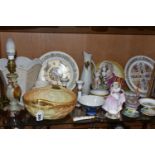 A GROUP OF CERAMICS AND MISCELLANEOUS ITEMS, to include a Royal Worcester blush ivory twin handled