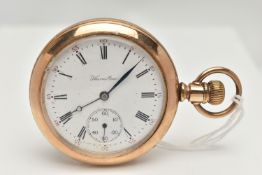 A GOLD PLATED 'HAMILTON' POCKET WATCH, manual wind open face watch, white dial signed 'Hamilton',