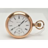 A GOLD PLATED 'HAMILTON' POCKET WATCH, manual wind open face watch, white dial signed 'Hamilton',