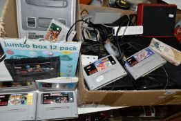 NINTENDO SNES, OTHER CONSOLES AND GAMES, consoles include a SNES, Wii Mini, Xbox 360 and DS Lite,