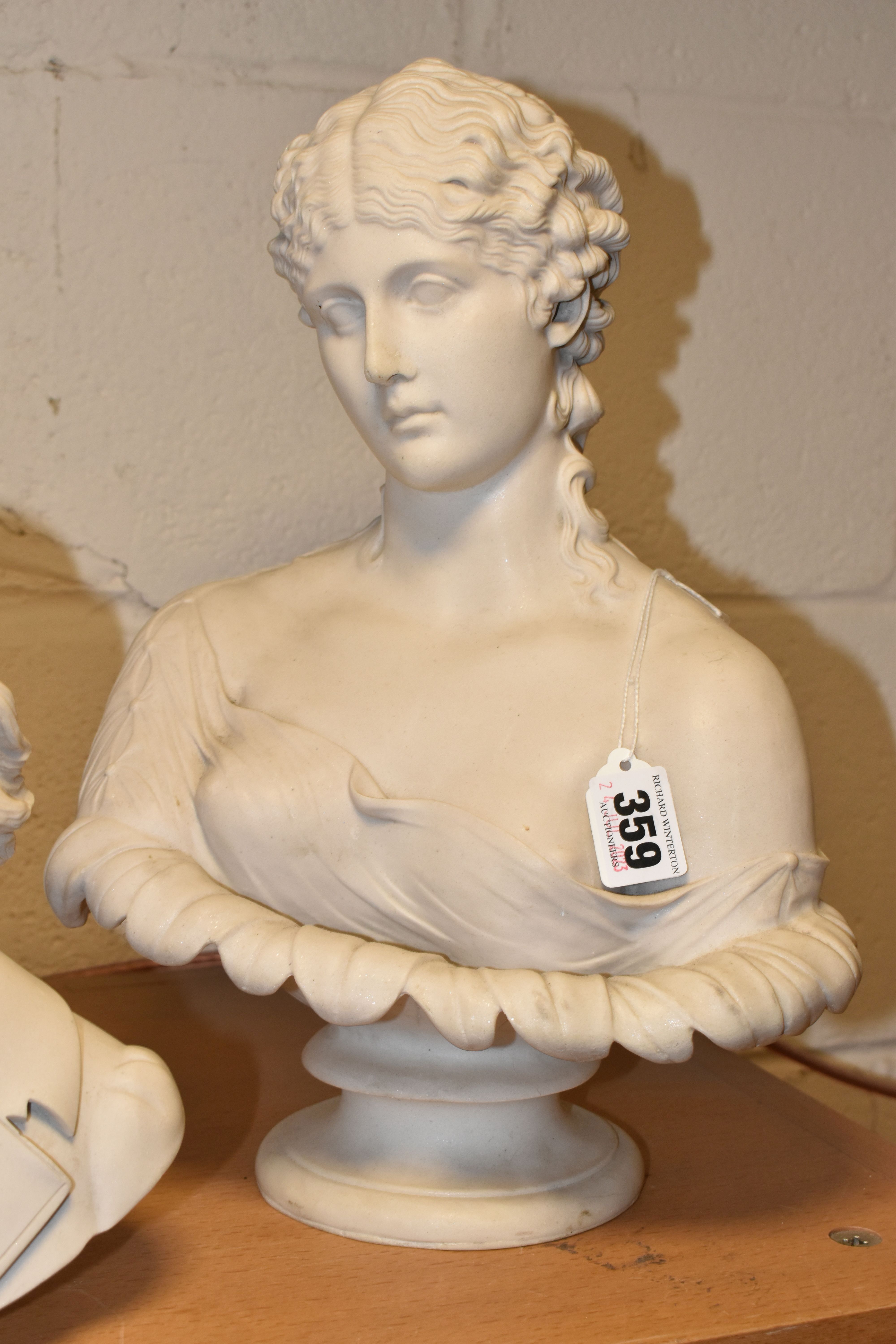 FOUR BUSTS, comprising a composite marble bust of 'Clytie' height 32cm, Beethoven with a black - Image 2 of 4