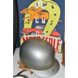 AN ORIGINAL HERBERT JOHNSON CRASH HELMET, vintage silver helmet, original and unrestored inside,