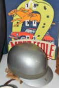 AN ORIGINAL HERBERT JOHNSON CRASH HELMET, vintage silver helmet, original and unrestored inside,