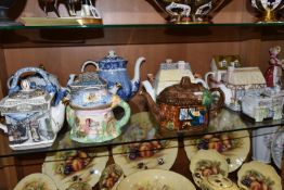 TWELVE TEAPOTS, mostly late twentieth century/contemporary novelty examples, to include Sadler