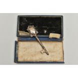 A CASED GEORGE V SILVER PRESENTATION KEY, engraved ' PRESENTED TO MRS W.E. SANGSTER ROUPELL PARK