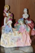THREE ROYAL DOULTON FIGURINES, comprising an Afternoon Tea HN1747 figure group (tiny loss to stalk