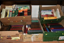 FIVE BOXES OF BOOKS, to include mostly hardback classic novels, Thomas Hardy, Richard Adams,